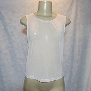 Max Blush Pink peach Sleeveless Relaxed Fit Sheer Mesh Tank Top Medium
